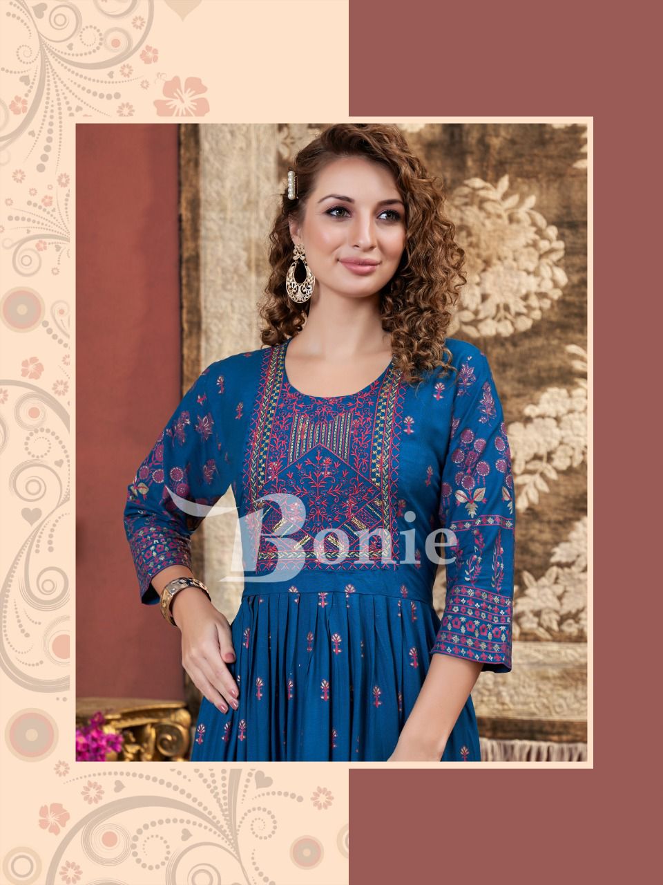 Bonie Lalila Rayon Printed Fancy Festival Wear Anarkali Long Kurti Collection